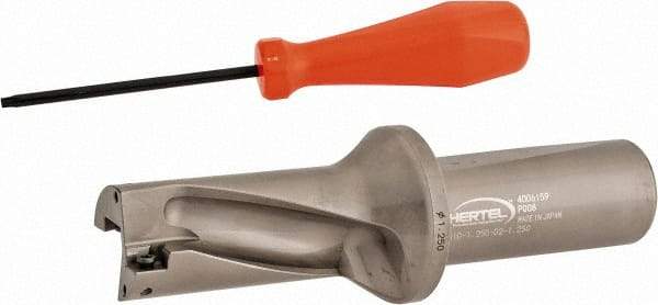 Hertel - 2-1/2" Max Drill Depth, 2xD, 1-1/4" Diam, Indexable Insert Drill - 2 Inserts, 1-1/4" Shank Diam, Straight Shank - Americas Industrial Supply