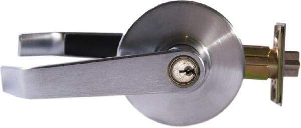 Arrow Lock - Entry Lever Lockset - 2-3/4" Back Set, Steel, Brushed Chrome Finish - Americas Industrial Supply