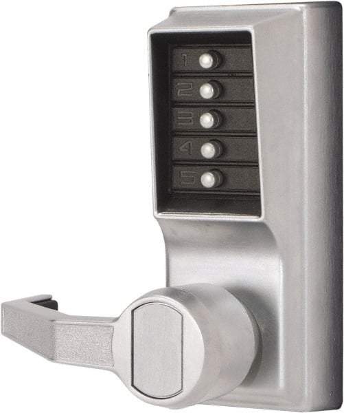 Kaba Access - Combination Entry Lever Lockset - 2-3/4" Back Set, No Cylinder, Zamak3, Satin Chrome Finish - Americas Industrial Supply