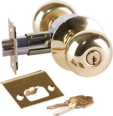 Arrow Lock - Entrance Lever Lockset - 2-3/4" Back Set, Steel, Bright Brass Finish - Americas Industrial Supply