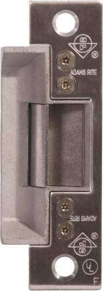 Adams Rite - 1.63" Long x 1" Wide, Satin Stainless Steel Finish, Electric Door Strike - 24 Volt, DC Power, Zinc Alloy - Americas Industrial Supply