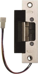 Rutherford - 4.88" Long x 1-1/4" Wide, Satin Stainless Steel Finish, Electric Door Strike - Field Selectable 12 or 24 VDC & 12-24 VAC, Corded Power, Zinc Alloy - Americas Industrial Supply