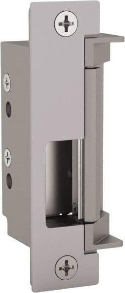 Hes - 4.88" Long x 1-3/4" Wide, Satin Stainless Steel Finish, Electric Door Strike - 12/24 VDC, VAC/VDC Power, Zinc Alloy - Americas Industrial Supply