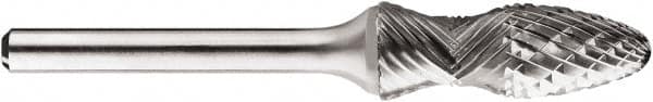 SGS Pro - 1/2" Cut Diam, 1/4" Shank Diam, Cylinder Head Double Cut Burr - Carbide, Flat End, 1" LOC, 1" OAL - Americas Industrial Supply