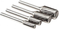 SGS Pro - 5/16" Cut Diam, 1/4" Shank Diam, Cylinder Head Double Cut Burr - Carbide, Flat End, 3/4" LOC, 3/4" OAL - Americas Industrial Supply