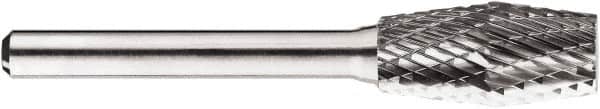 SGS Pro - 1/2" Cut Diam, 1/4" Shank Diam, Inverted Cone Head Double Cut Burr - Carbide, Flat End, 1" LOC, 1" OAL - Americas Industrial Supply
