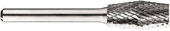 SGS Pro - 1/2" Cut Diam, 1/4" Shank Diam, Inverted Cone Head Double Cut Burr - Carbide, Flat End, 1" LOC, 1" OAL - Americas Industrial Supply