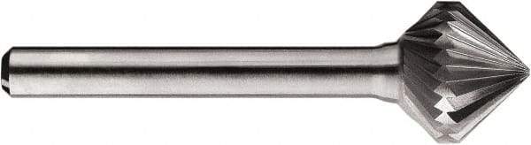 SGS Pro - 5/8" Cut Diam, 1/4" Shank Diam, Cone Head Single Cut Burr - Carbide, Point End, 5/8" LOC, 5/8" OAL - Americas Industrial Supply