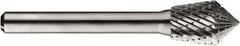 SGS Pro - 1/2" Cut Diam, 1/4" Shank Diam, Inverted Cone Head Double Cut Burr - Carbide, Point End, 3/4" LOC, 3/4" OAL - Americas Industrial Supply