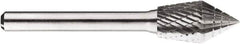 SGS Pro - 1/2" Cut Diam, 1/4" Shank Diam, Cone Head Double Cut Burr - Carbide, Point End, 7/8" LOC, 7/8" OAL - Americas Industrial Supply
