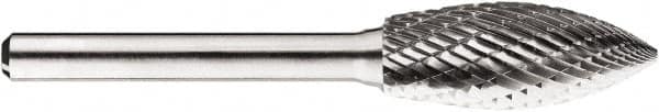 SGS Pro - 1/2" Cut Diam, 1/4" Shank Diam, Tree Head Double Cut Burr - Carbide, Point End, 1-1/4" LOC, 1-1/4" OAL - Americas Industrial Supply