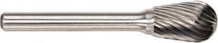 SGS Pro - 1/2" Cut Diam, 1/4" Shank Diam, Ball Head Double Cut Burr - Carbide, Ball End, 3/4" LOC, 3/4" OAL - Americas Industrial Supply