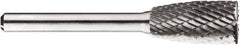 SGS Pro - 1/2" Cut Diam, 1/4" Shank Diam, Cylinder with End Cut Head Double Cut Burr - Carbide, End Cut End, 1" LOC, 1" OAL - Americas Industrial Supply