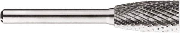 SGS Pro - 1/2" Cut Diam, 1/4" Shank Diam, Cylinder Head Double Cut Burr - Carbide, Flat End, 1" LOC, 1" OAL - Americas Industrial Supply