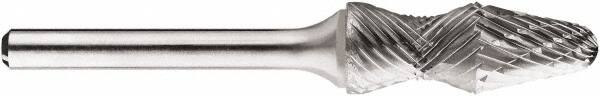 SGS Pro - 1/2" Cut Diam, 1/4" Shank Diam, Taper Head Double Cut Burr - Carbide, Radius End, 1-1/4" LOC, 1-1/4" OAL - Americas Industrial Supply
