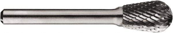 SGS Pro - 1/2" Cut Diam, 1/4" Shank Diam, Ball Head Single Cut Burr - Carbide, Ball End, 3/4" LOC, 3/4" OAL - Americas Industrial Supply