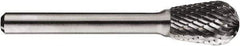SGS Pro - 1/2" Cut Diam, 1/4" Shank Diam, Ball Head Single Cut Burr - Carbide, Ball End, 3/4" LOC, 3/4" OAL - Americas Industrial Supply