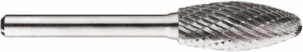 SGS Pro - 1/2" Cut Diam, 1/4" Shank Diam, Tree with Radius Head Double Cut Burr - Carbide, Radius End, 1-1/4" LOC, 1-1/4" OAL - Americas Industrial Supply