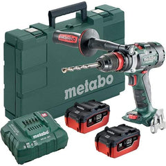 Metabo - 18 Volt 1/2" Chuck Pistol Grip Handle Cordless Drill - 0-500 & 0-2050 & 3800 RPM, Keyless Chuck, Reversible, 2 Lithium-Ion Batteries Included - Americas Industrial Supply