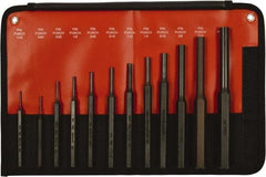 Mayhew - 12 Piece, 1/16 to 1/2", Pin Punch Set - Hex Shank, Steel, Comes in Kit Bag - Americas Industrial Supply