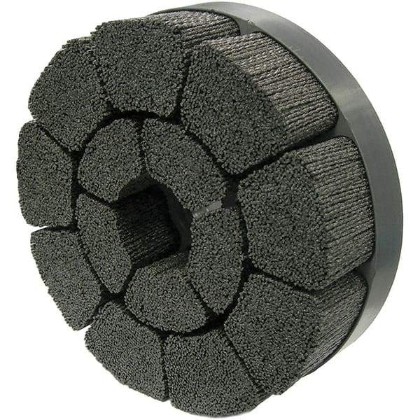 Weiler - 8" 120 Grit Ceramic Crimped Disc Brush - Fine Grade, Drive Arbor Connector, 1-1/2" Trim Length, 1-1/4" Arbor Hole - Americas Industrial Supply