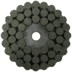 Weiler - 10" 120 Grit Ceramic Crimped Disc Brush - Fine Grade, Drive Arbor Connector, 1-1/2" Trim Length, 1-1/4" Arbor Hole - Americas Industrial Supply