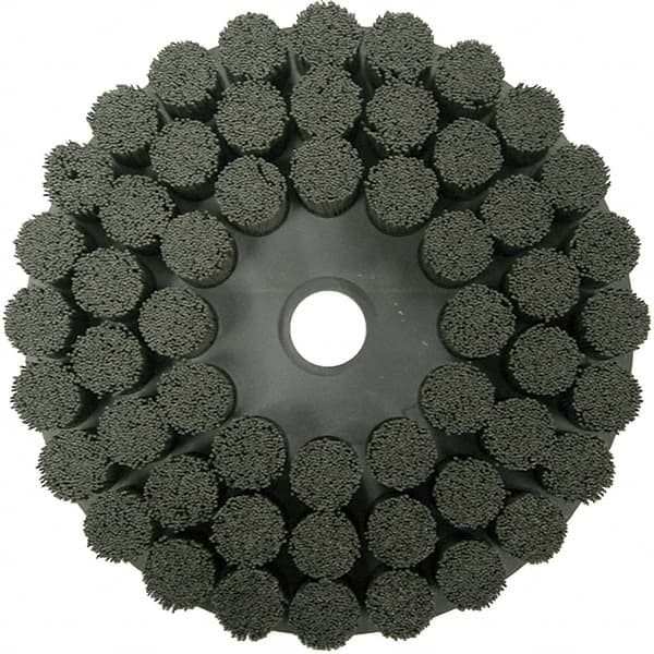 Weiler - 10" 80 Grit Ceramic Crimped Disc Brush - Fine Grade, Drive Arbor Connector, 1-1/2" Trim Length, 1-1/4" Arbor Hole - Americas Industrial Supply