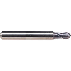 Emuge - 1/32" Diam, 1/16" LOC, 2 Flute Solid Carbide Ball End Mill - TiAlN Finish, Single End, 2" OAL, 1/4" Shank Diam, Ball Flute - Americas Industrial Supply