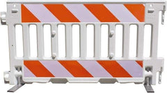 VizCon - 7-3/4" High x 52" Long x 3/32" Wide Barrier Reflective Sheeting - Vinyl, Uncoated, Orange/White, Use with 57000 - Americas Industrial Supply