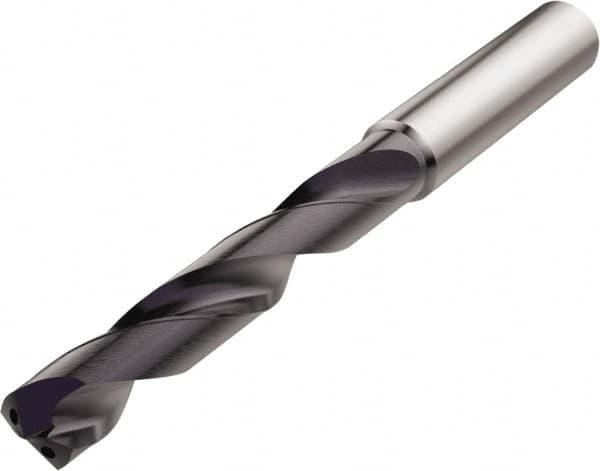 Seco - 21/64" 140° Solid Carbide Jobber Drill - TiAlN Finish, Right Hand Cut, Spiral Flute, Straight Shank, 103mm OAL, Cone Relief Point - Americas Industrial Supply