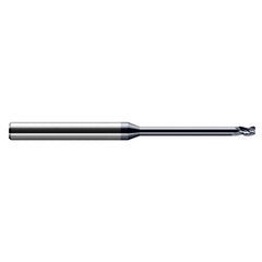 Miniature End Mills - Long Reach, Stub Flute - 0.0930″ (3/32″) Cutter Diameter × 0.0200″ Radius × 0.1390″ Length of Cut × 0.7500″ (3/4″) Reach Carbide Corner Radius End Mill, 3 Flutes, AlTiN Coated