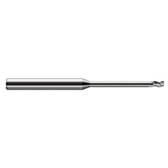 Miniature End Mills - Long Reach, Stub Flute - 0.1250″ (1/8″) Cutter Diameter × 0.0200″ Radius × 0.1870″ (3/16″) Length of Cut × 0.6250″ (5/8″) Reach Carbide Corner Radius End Mill, 3 Flutes
