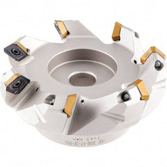 Iscar - 5.37, 5.42, 5.51" Cut Diam, 1-1/2" Arbor Hole, 5.5mm Max Depth of Cut, 42° Indexable Chamfer & Angle Face Mill - 8 Inserts, OE.. 060405\xB6OEMW 060405-AETN\xB6REMT 1505-LM-76 Insert, Right Hand Cut, 8 Flutes, Through Coolant, Series Heliocto - Americas Industrial Supply