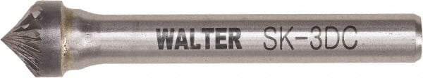 WALTER Surface Technologies - 3/8" Cut Diam, 1/4" Shank Diam, Cone Head Double Cut Burr - Tungsten Carbide, 0.2" LOC, 4-1/2" OAL - Americas Industrial Supply