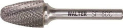WALTER Surface Technologies - 5/8" Cut Diam, 1/4" Shank Diam, Tree Head Double Cut Burr - Tungsten Carbide, 1" LOC, 4" OAL - Americas Industrial Supply