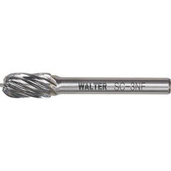 WALTER Surface Technologies - 5/8" Cut Diam, 1/4" Shank Diam, Cylinder Ball End Head Double Cut Burr - Tungsten Carbide, 1" LOC, 4" OAL - Americas Industrial Supply