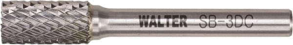 WALTER Surface Technologies - 3/8" Cut Diam, 1/4" Shank Diam, Cylinder Head Double Cut Burr - Tungsten Carbide, 3/4" LOC, 3-3/4" OAL - Americas Industrial Supply