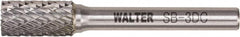 WALTER Surface Technologies - 3/8" Cut Diam, 1/4" Shank Diam, Cylinder Head Double Cut Burr - Tungsten Carbide, 3/4" LOC, 3-3/4" OAL - Americas Industrial Supply