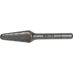 WALTER Surface Technologies - 1-1/2" Cut Diam, 1/4" Shank Diam, Cone Head Single Cut Burr - Tungsten Carbide, 1-1/8" LOC, 5-5/8" OAL - Americas Industrial Supply