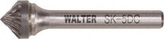 WALTER Surface Technologies - 1/2" Cut Diam, 1/4" Shank Diam, Cone Head Double Cut Burr - Tungsten Carbide, 1/4" LOC, 4-1/4" OAL - Americas Industrial Supply