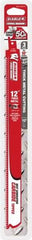 Freud - 12" Long x 1" Thick, Carbide Reciprocating Saw Blade - Straight Profile, 8 TPI, Toothed Edge, Tang Shank - Americas Industrial Supply