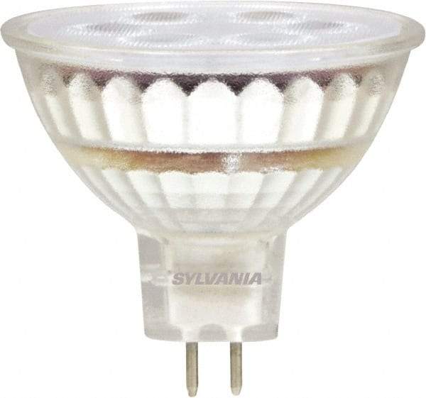 SYLVANIA - 5 Watt LED Flood/Spot 2 Pin Lamp - 3,000°K Color Temp, 350 Lumens, Dimmable, Shatter Resistant, MR16, 25,000 hr Avg Life - Americas Industrial Supply