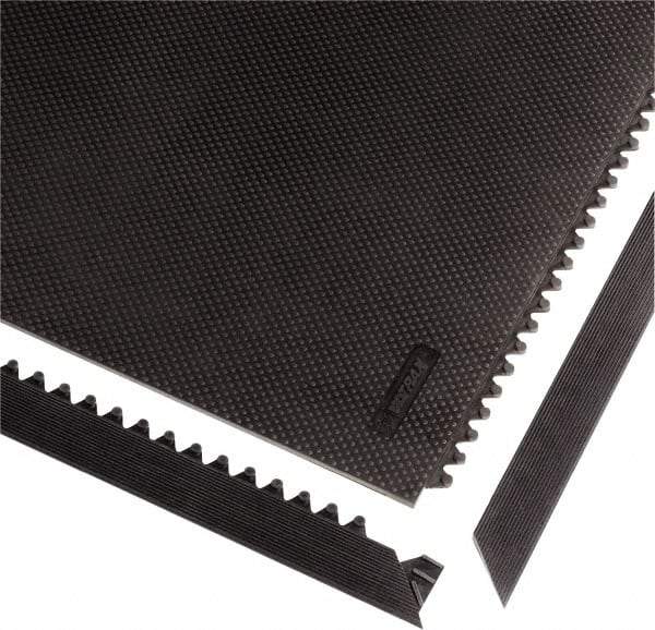 Notrax - 3' Long x 2" Wide x 1/2" Thick, Anti-Fatigue Modular Matting Tiles - Male, 4 Interlocking Sides, Black, For Dry Areas, Series 041 - Americas Industrial Supply