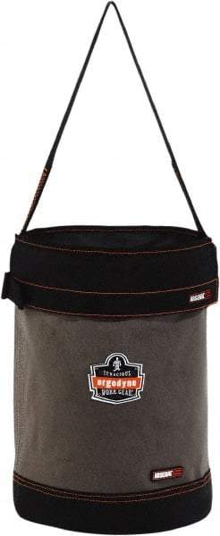 Ergodyne - 1 Pocket Gray & Black Canvas Tool Bucket - 12-1/2" Wide x 12-1/2" Deep x 17" High - Americas Industrial Supply