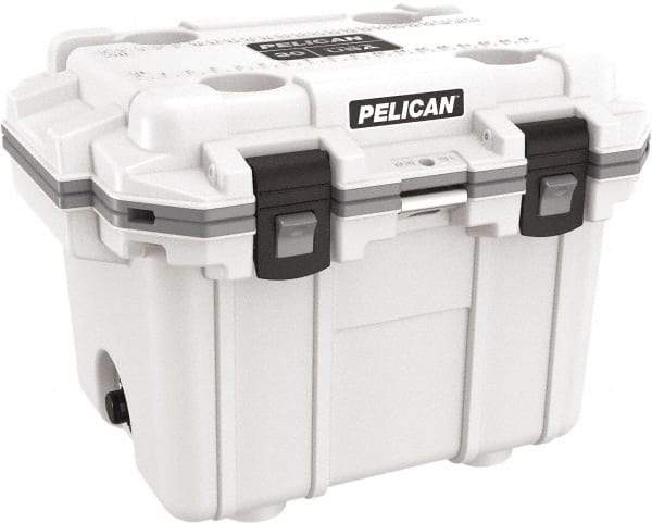 Pelican Products, Inc. - 30 Qt Cooler - Polypropylene, White/Gray - Americas Industrial Supply