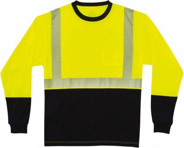 Ergodyne - Size M, Lime/Black, High Visibility, Long Sleeve T-Pocket, - 36 to 38" Chest, 1 Pocket, Polyester - Americas Industrial Supply