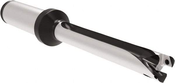 Allied Machine and Engineering - Series 11, 11 to 11.99mm Diam, 16mm Diam Straight Shank with Flange, Straight Flute Spade Drill - 119.9mm Max Depth, 196.4mm OAL, Long Length, Through Coolant - Americas Industrial Supply