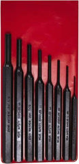 Mayhew - 8 Piece, 1/16 to 5/16", Pro Pin Punch Kit - Round Shank, Steel, Comes in Pouch - Americas Industrial Supply