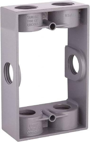 Hubbell-Raco - 1 Gang, (6) 1/2" Knockouts, Aluminum Rectangle Device Box - 4-9/16" Overall Height x 1.344" Overall Depth, Weather Resistant - Americas Industrial Supply