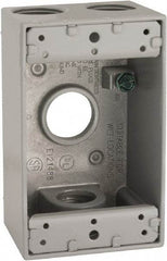 Hubbell-Raco - 1 Gang, (4) 3/4" Knockouts, Aluminum Rectangle Device Box - 4-1/2" Overall Height x 2" Overall Depth, Weather Resistant - Americas Industrial Supply